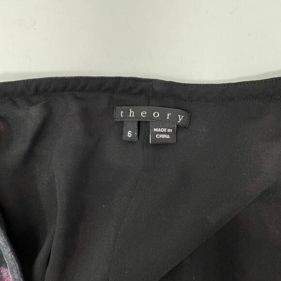 Theory Sleeveless Silk Blend Floral Dress Size 6 V-Neck Fit & Flare Midi - Picture 10 of 12